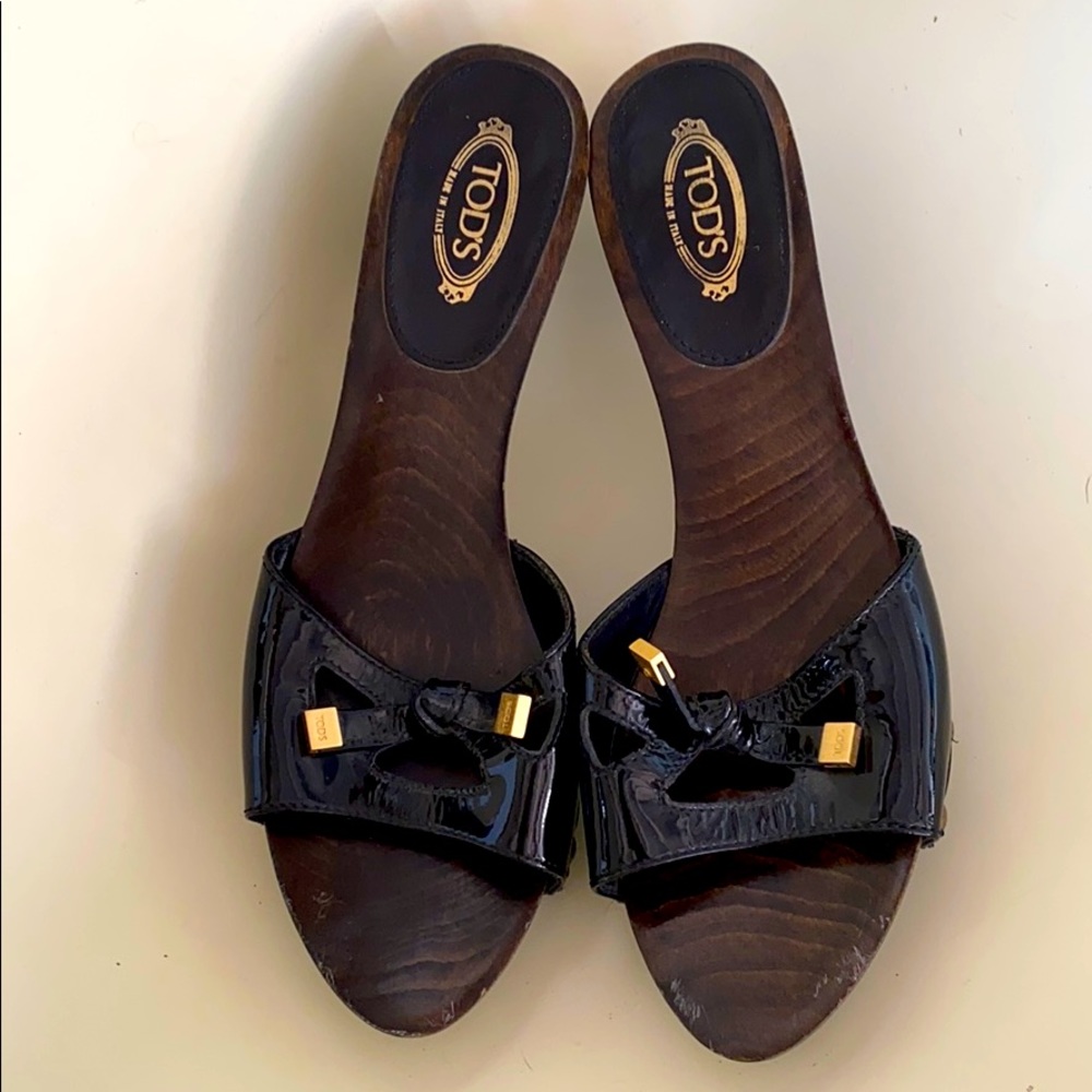 Tod’s Black Patent Slides